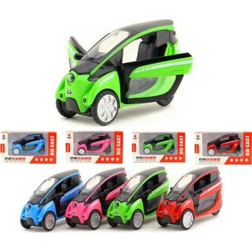 1:24 Die Cast Car Models gld52 Alloy Electronic Flashing New Energy Vehicles Toys for Children Toyota i-road motor tricycle