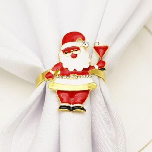 12pcs New Western Restaurant Christmas Retro Fawn Old Man Napkin Button Napkin Ring Napkin Ring Color Cloth Ring