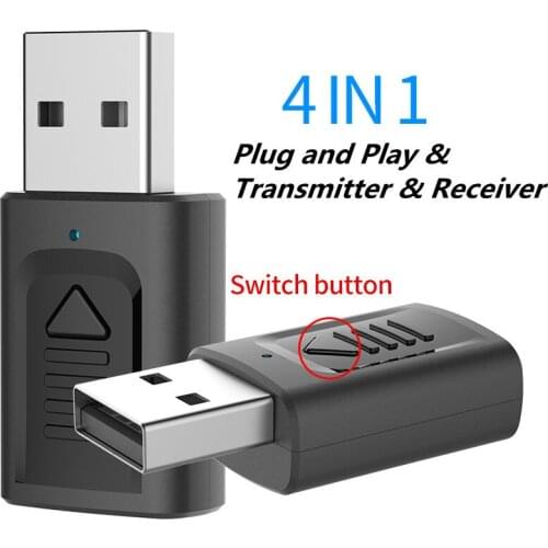 4 IN 1 5.0 USB Bluetooth Audio Receiver Transmitter Dongle Music Wireless Adapter For TV Speaker Headphones Wireless Adapter