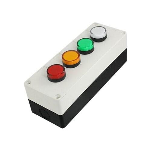 AC/DC 110V LED 4 Signal Indicator Lamp Light Control Station Box