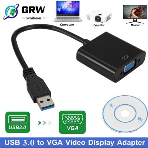 USB 3.0 to VGA Video Display Adapter 1080P Multi-Display External Converter Cable for Projector Laptop Monitor PC Windows 7/8