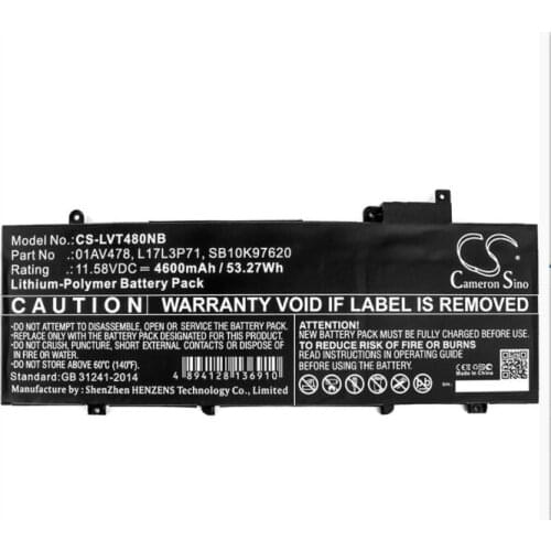 Cameron Sino 4600mAh battery for LENOVO ThinkPad T480s 20L7002LCD 20L7002XCD 20L7A006CD 20L7A00TCD 01AV479 L17L3P71
