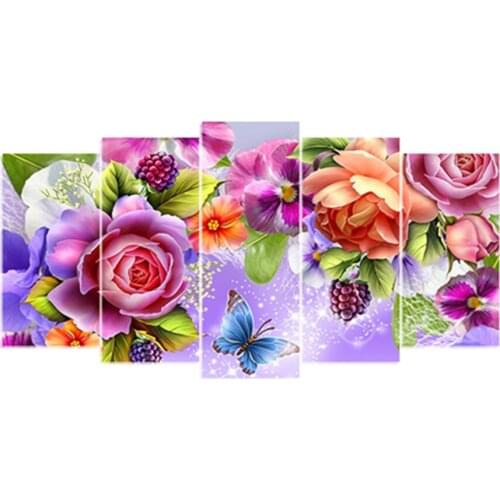 5d diy diamond embroidery colorful rose and butterfly diamond drilling full rhinestone mosaic decor painting cross stitch