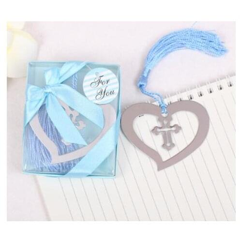 Free Shipping 20pcs/lot Heart shaped hollow cross bookmark bridal showers wedding favor