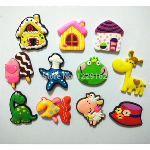Free shipping (6pcs/lot) Creative Cartoon 3D fridge magnets Education learn Silicon Gel Refrigerator Magnets Kids gift