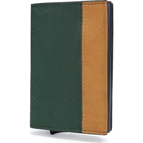 BISI GORO Unisex Remove PU Leater Magnetic Design Splicing Single Box Smart Credit Card Holder RFID Wallet Brank Purse Case Top