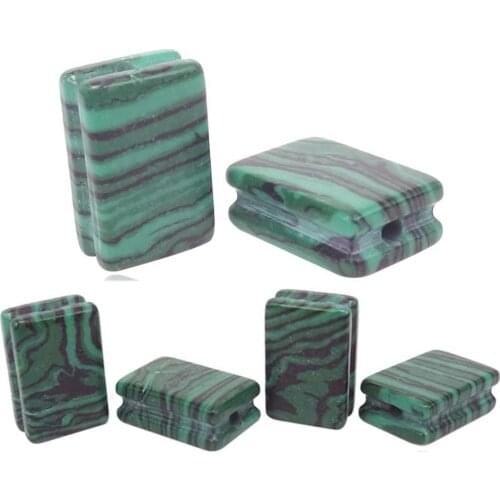 Natural Rectangle Malachite Beads For Macrame Bracelet DIY Fashion Jewelry Making CAB Cabochon Semi-Precious Beads 9*14mm