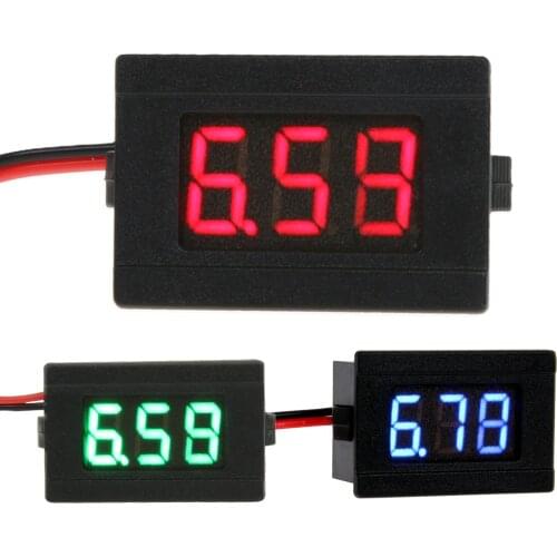 0.36inch LED Digital Voltmeter DC 4.5 to 30V Two Line Volt Meter Digital Voltmeter Voltage Panel Meter Red/Blue/Green Auto Car