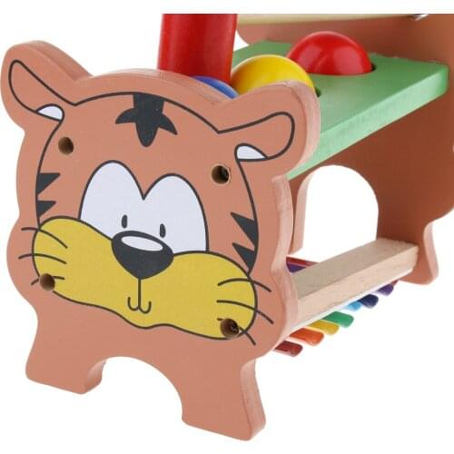 Tiger Wooden 8 Notes Knock Piano & Ball Hammer 2-in-1 Play Activity Kids Toy