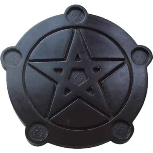 E56D Table Pentacle Altar Plate Wooden Divination Ceremony Accessory Candle Holder Astrology Pentacle Altar Plate Divination