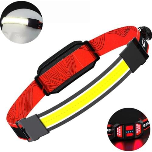 C2 12W COB Riding Headlamp Running Head Torch Light 1200mAh USB Rechargeable Work Light 3 Modes Red Warning Strobe Camping Light