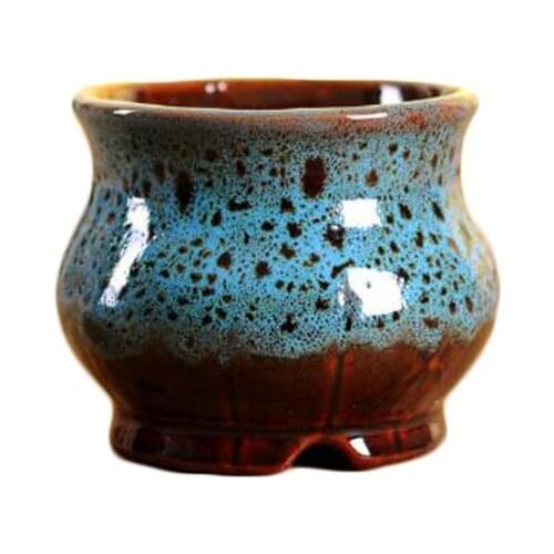 Glaze Classical Handmade Crafts Creative Garden Flower Planter Pot Balcony Decoration Kiln Change Flowerpot Desktop Ornaments