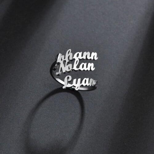 Personalized Customized Stainless Steel Multiple Name Rings Adjustable Size Family Rings For Dad Mom Kids Jewelry Birthday Gifts