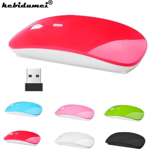 Kebidumei Ultra Thin USB 2.4Ghz Wireless Mouse Optical Gaming For Apple Mac Laptop Power Switch Mice Slim Receiver Computer Hot