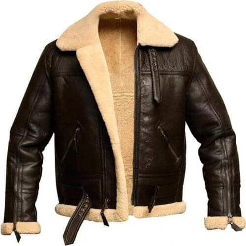 PU Jacket Bomber-Coat Motorcycle Faux-Sheepskin Winter Men New Turn-Down Thick Collar Casual Coats Streetwear