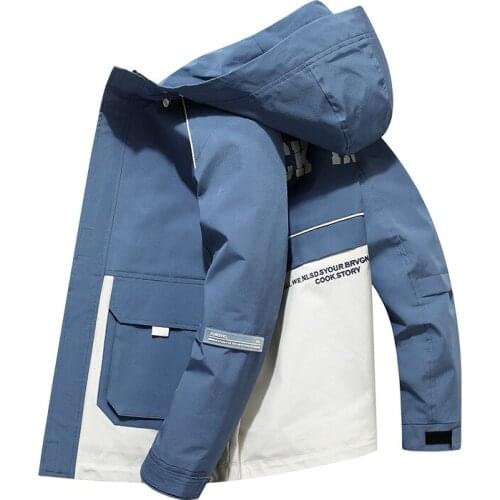 New Spring Autumn Mens Jacket and Coats Solid Slim Fit Safari Style Jacket Men Casual Stand Collar Coats Men 4XL