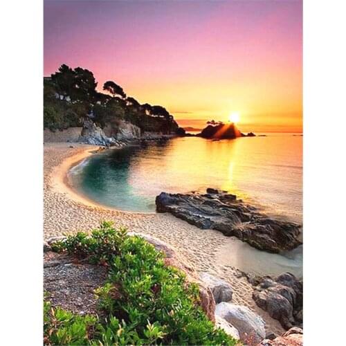 Landscape Sea Pre-Printed 11CT Cross Stitch Kit DIY Embroidery DMC Threads Handiwork Painting Knitting Craft Gift Decor