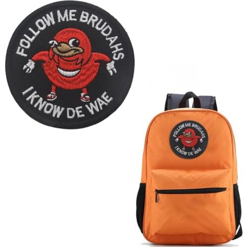 Ugandan Knuckles Patch Follow me I Know De Wae Embroidered Patch Black Meme Military Patches Badges wholesale