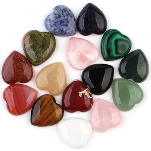 Natural Stone Rose Quartzs Tiger Eye Green Aventurine CABOCHON Heart Beads For Ring Earring Making 5 Pcs DIY Accessorries Beads