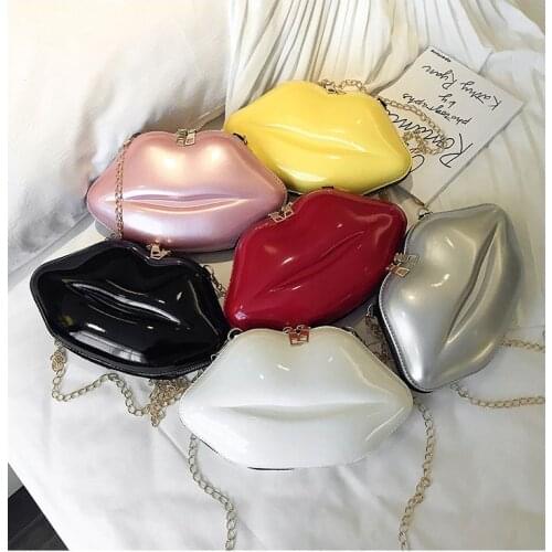 2021 New Clutch Women Hand Bags Candy Color Women Lips Bag Chain Shoulder Messenger Bag