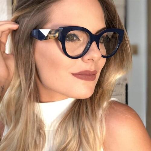 2020 Newest Female Cat Eye Glasses Spectacle Frame Women Eyeglasses Computer Vintage Ladies Eyewear Clear Lens Glasses