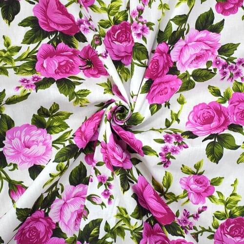 New arrive So Pretty Spring pink Big rose Flowers 100% Cotton Poplin Fabric for Quilting Bedding Fabric DIY