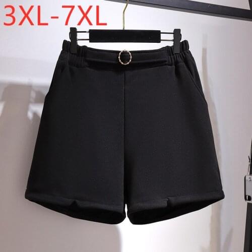 New 2021 Ladies Spring Autumn Winter Plus Size Shorts For Women Large Casual Loose Black Wide Leg Shorts 4XL 5XL 6XL 7XL
