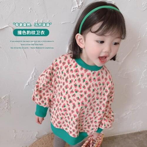 1-7T Toddler Kid Baby Girl Clothes Leopard Sweatshirt For Girl Elegant Long Sleeve Pullover Top Loose Fashion Hoodies Streetwear