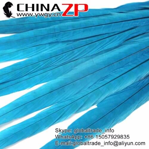 CHINAZP Feathers Trading Manufacturer 100pcs/lot Length 40-45cm Turquoise Dyed Ringneck Pheasant Tail Feathers Wholesale