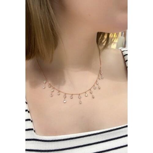 New Row Stone Dangle Trend 925 Silver Necklace