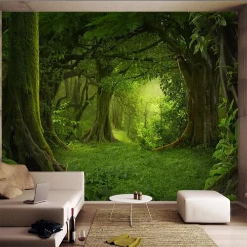 Custom 3D Mysterious Woods Meadow Mural Photo Wallpapers Living Room Cafe Background Decorative Wall Cloth 3D Papel De Parede