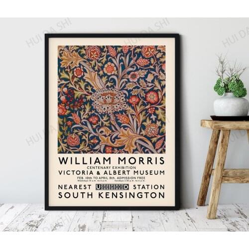 William Morris poster, Exhibition Poster, Vintage Print, London Underground, 1934, Home Decor, dark flower