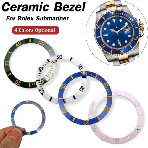 38mm Black Blue White Green Ceramic/Titanium Bezel Insert for 40mm Submariner Automatic Mens watch