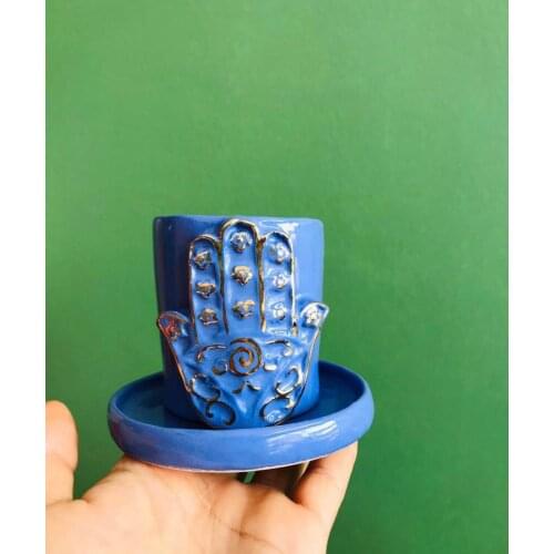 Handmade High Quality Ceramic Creative Fatma Master Hand Design Coffee Espresso Cup Office Cup and Saucer Unique Gifts