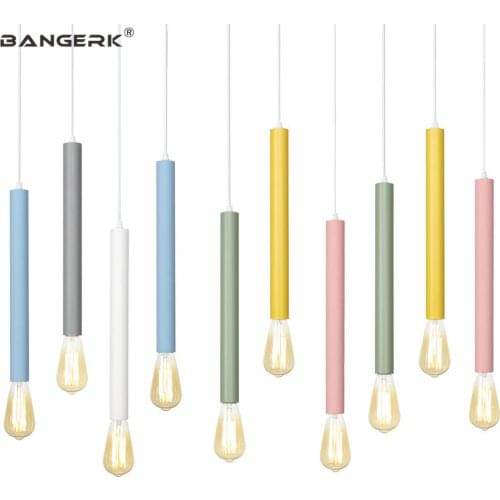 Nordic Design Pendant Light LED Edison Loft Decor Modern Hanging Lamp Color Iron Straight Home Pendant Lighting Luminaire