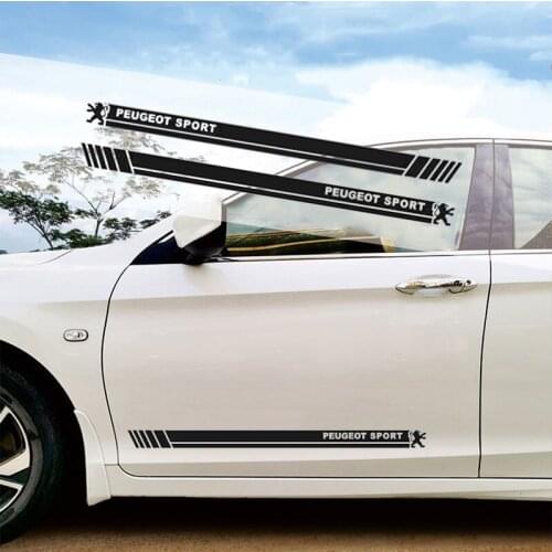 Sports Racing Stripe Car Body Door Side Stickers Decals For Peugeot GT 206 207 208 306 307 308 508 106 107 108 2008 3008 5008