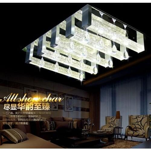 LED living room lights rectangular crystal lamp ceiling lighting bedroom hall atmosphere European warm modern simple lamps