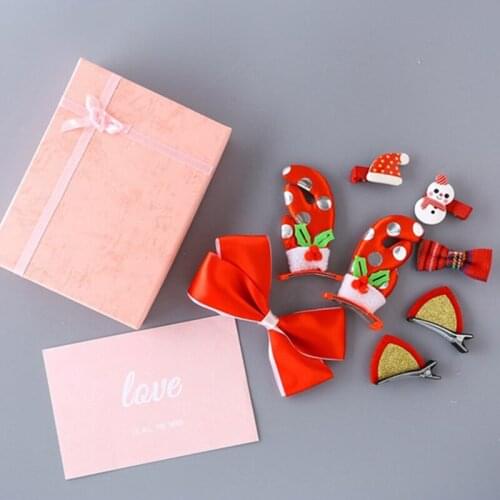 Christmas Headdress Cat Ears Antler Gift Box Big Bow Hair Accessories Girl Hair Clip Xmas Lovely Girl Hair Decorations