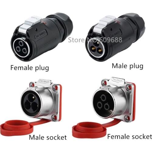 LP24 High Performance Engineering Plastic IP67 Waterproof Quick Electrical AC DC Connector Welding Male Plug Female Socket