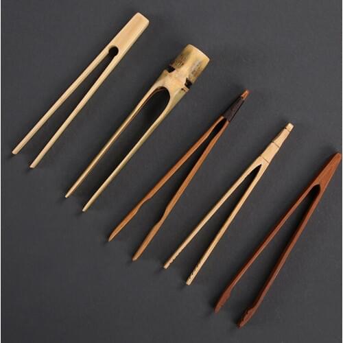Factory wholesale curved bamboo tea clip Pu 'er tea cup clip bamboo tea set accessories can be customized with LOGO