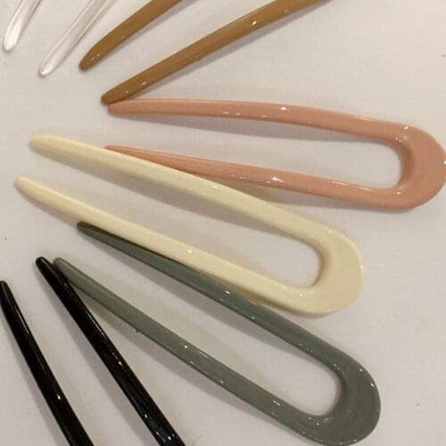 Women Plastic Resin Hair Plug Korean Style Simple Barrette Vintage Multicolor Geometric U-Shaped Hairpins Hair Clip Accessories