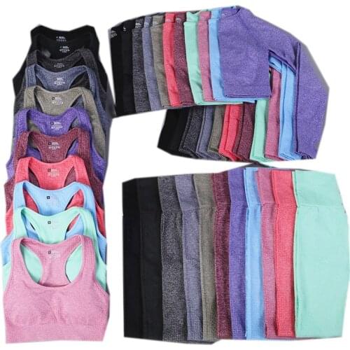 1/2/3 Piece Yoga Sets For Women Tracksuit-Seamless Yoga Leggings Stretch Sports Bra Shirt Gym Clothes Small Dot Design