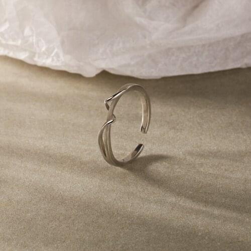 100% S925 Sterling Silver Rings For Women Finger Fine Jewelry, Simple Twisted Adjustable Ring Female Party Silver 925 Bijoux