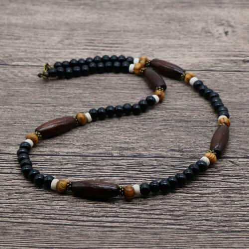 2018 Bohemia Men Tribal Chocker Necklace Boho Jewelry Wooden Beaded Surfer Necklace For Men Best Friend Gift AU-05