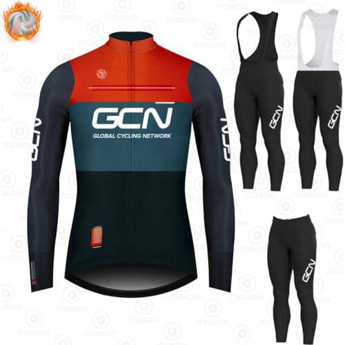 2021 NEW GCN Cycling Jersey Sets Winter Fleece Long Sleeve Mountain Bike Cycling Clothing Racing MTB Bicycle Clothes Wear Suits