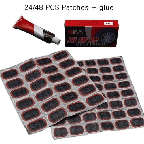 48 Pcs+1 Glue High Quality Round Bicycle Motor Bike electric car Tire Tyre Rubber Patch Piece Cycling Puncture Repair Tools Kits