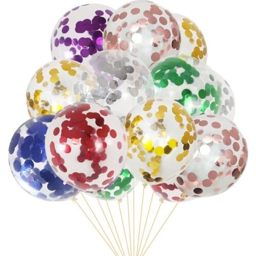 5/10pcs 12inch Colorful Confetti Balloon Clear Latex Balloons Birthday Party Wedding Decorations Baby Shower Helium Air Globos
