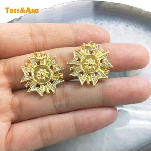 5pcs Microscope Shine Micro Pave CZ Star Pendant Gold Radial Charm Gold Brass Plate Pendant For Necklace Women Jewelry Making