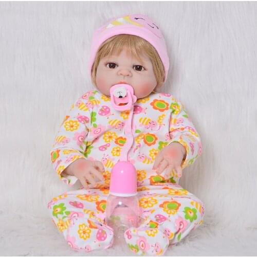 57 cm Reborns Silicone Vinyl Full Body Babies Dolls 23 Inch Realistic Newborn Doll Gold Hair Reborn Girl Princess Toys