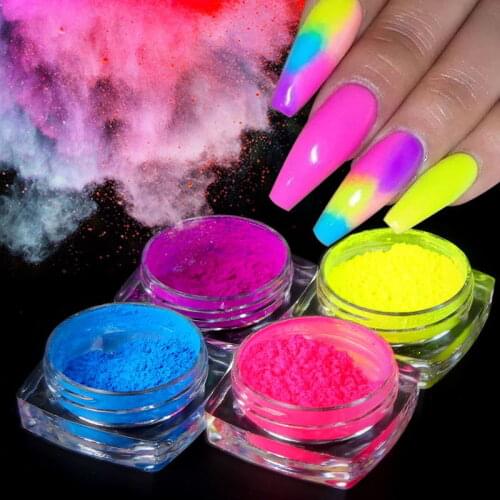 9/6box Neon Pigment Powder Eyeshadow Nail Powder Fluorescent Gradient Glitter Shiny Dust DIY Nail Art Decoration Manicure TSLM1